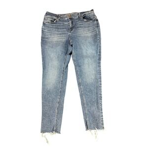 Edgely Womens Jeans 22W Short Blue Denim Frayed‎ Hem Plus Size